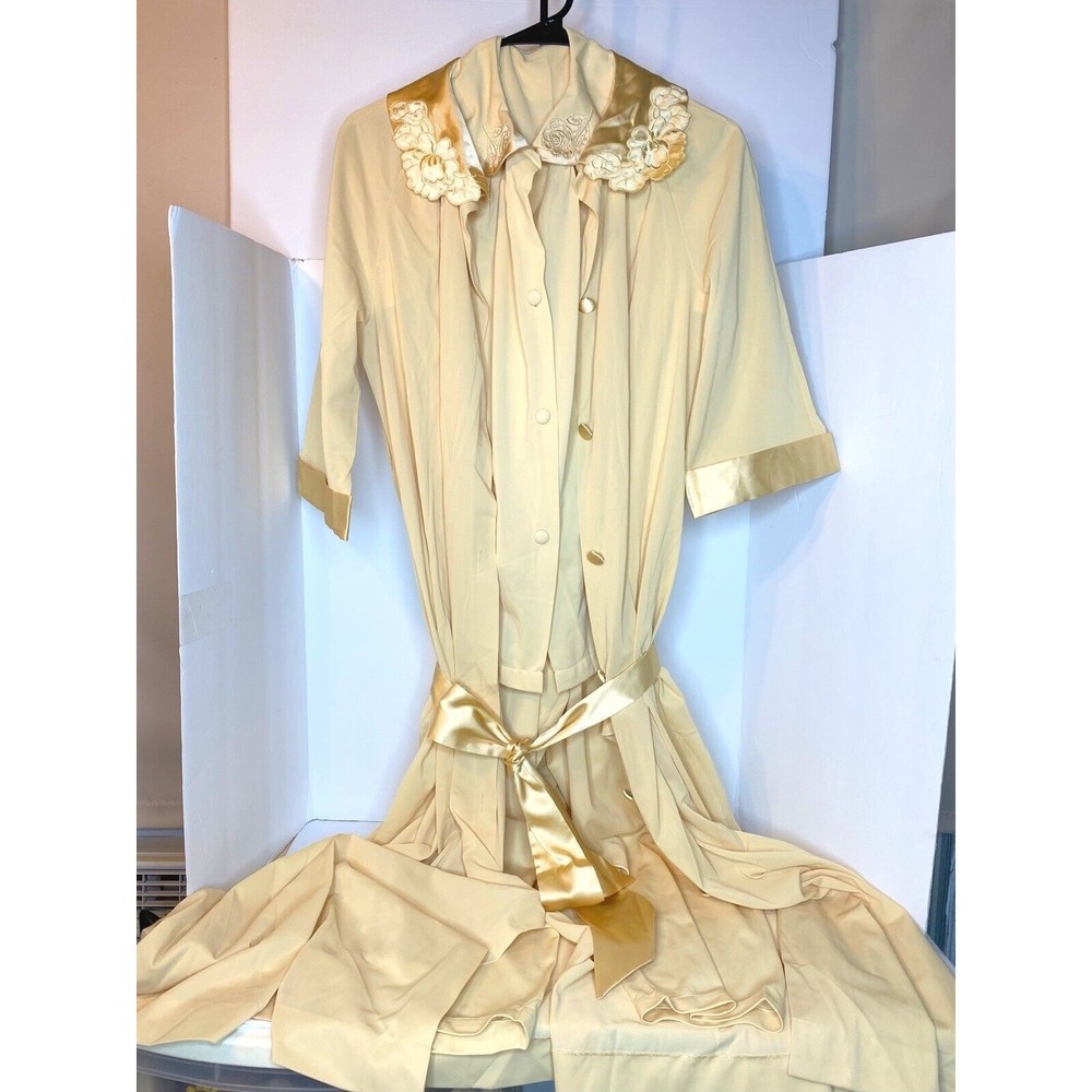 Vintage 60s Gossard Artemis Chiffon Overlay Nylon Nightgown Peignoir Set Small